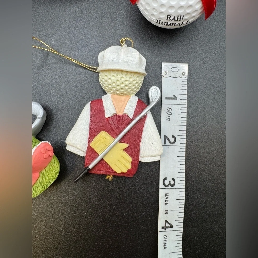 Lot of 5 Vintage Golf Ball and Golfer Christmas Ornaments